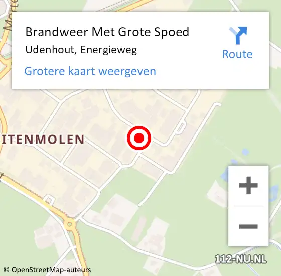 Locatie op kaart van de 112 melding: Brandweer Met Grote Spoed Naar Udenhout, Energieweg op 9 februari 2023 12:33