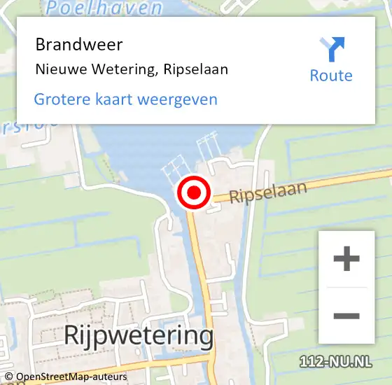 Locatie op kaart van de 112 melding: Brandweer Nieuwe Wetering, Ripselaan op 9 februari 2023 13:04