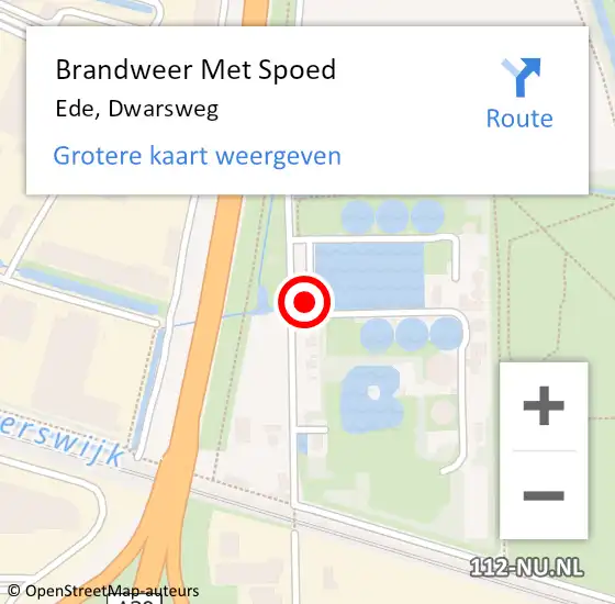 Locatie op kaart van de 112 melding: Brandweer Met Spoed Naar Ede, Dwarsweg op 9 februari 2023 13:26