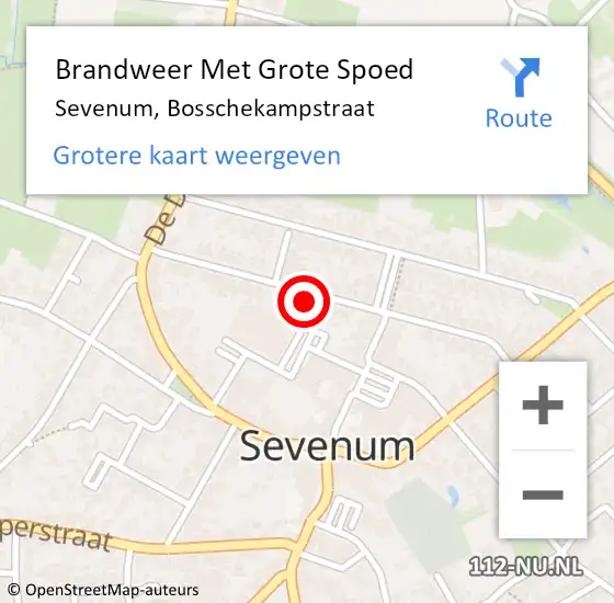 Locatie op kaart van de 112 melding: Brandweer Met Grote Spoed Naar Sevenum, Bosschekampstraat op 9 februari 2023 13:56