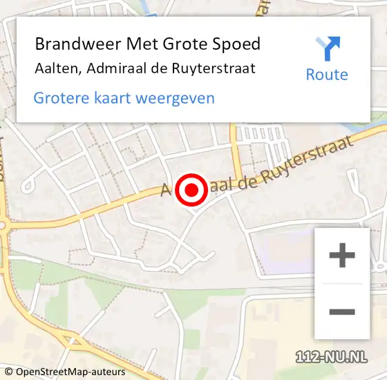 Locatie op kaart van de 112 melding: Brandweer Met Grote Spoed Naar Aalten, Admiraal de Ruyterstraat op 9 februari 2023 14:14