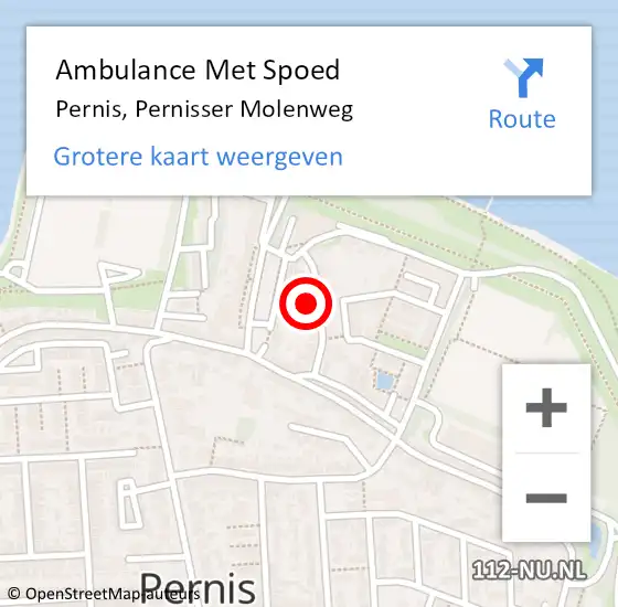 Locatie op kaart van de 112 melding: Ambulance Met Spoed Naar Pernis, Pernisser Molenweg op 9 februari 2023 14:35