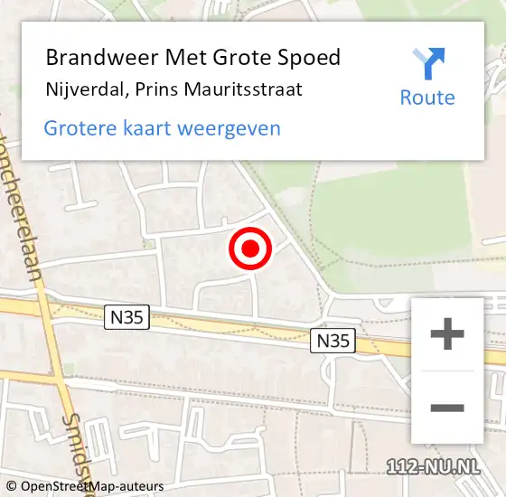 Locatie op kaart van de 112 melding: Brandweer Met Grote Spoed Naar Nijverdal, Prins Mauritsstraat op 9 februari 2023 14:50