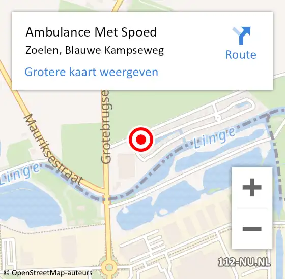 Locatie op kaart van de 112 melding: Ambulance Met Spoed Naar Zoelen, Blauwe Kampseweg op 9 februari 2023 14:54