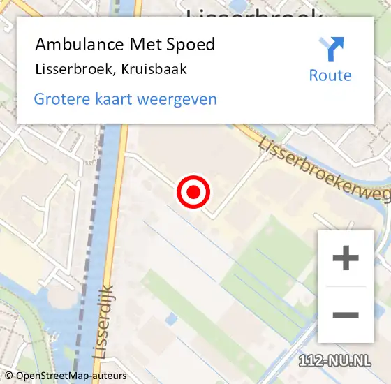 Locatie op kaart van de 112 melding: Ambulance Met Spoed Naar Lisserbroek, Kruisbaak op 9 februari 2023 15:05