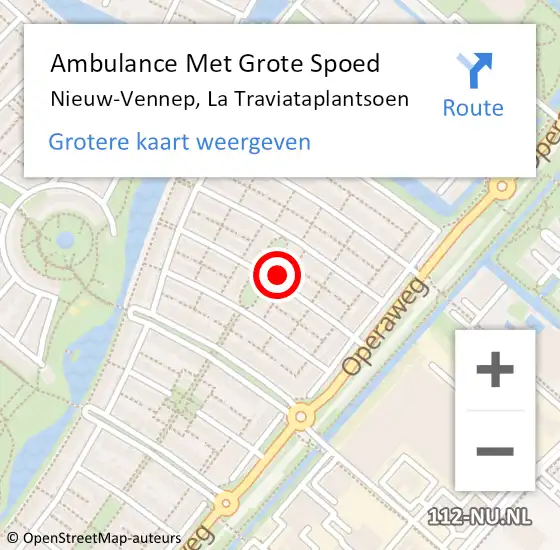 Locatie op kaart van de 112 melding: Ambulance Met Grote Spoed Naar Nieuw-Vennep, La Traviataplantsoen op 9 februari 2023 15:19