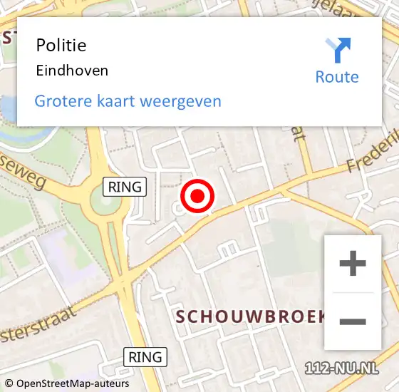 Locatie op kaart van de 112 melding: Politie Eindhoven op 9 februari 2023 15:26