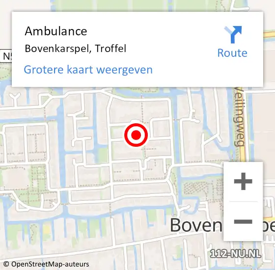 Locatie op kaart van de 112 melding: Ambulance Bovenkarspel, Troffel op 9 februari 2023 15:36