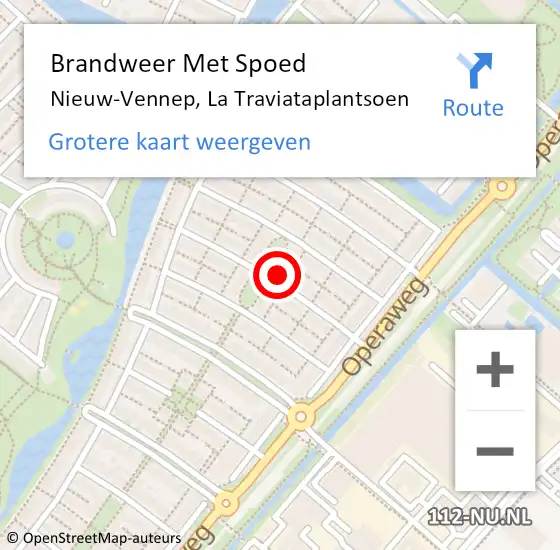 Locatie op kaart van de 112 melding: Brandweer Met Spoed Naar Nieuw-Vennep, La Traviataplantsoen op 9 februari 2023 15:39