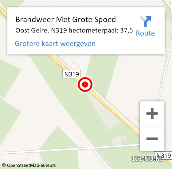 Locatie op kaart van de 112 melding: Brandweer Met Grote Spoed Naar Oost Gelre, N319 hectometerpaal: 37,5 op 9 februari 2023 15:49