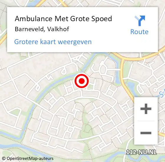 Locatie op kaart van de 112 melding: Ambulance Met Grote Spoed Naar Barneveld, Valkhof op 9 februari 2023 15:55