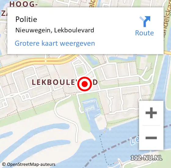 Locatie op kaart van de 112 melding: Politie Nieuwegein, Lekboulevard op 9 februari 2023 16:01