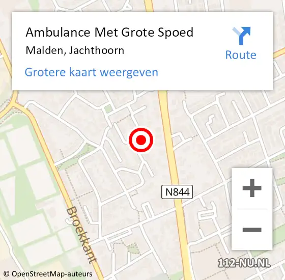 Locatie op kaart van de 112 melding: Ambulance Met Grote Spoed Naar Malden, Jachthoorn op 9 februari 2023 16:06