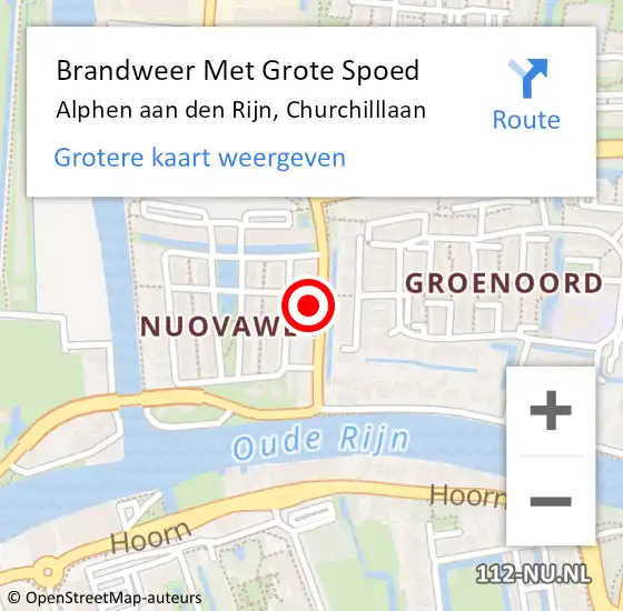 Locatie op kaart van de 112 melding: Brandweer Met Grote Spoed Naar Alphen aan den Rijn, Churchilllaan op 9 februari 2023 16:09