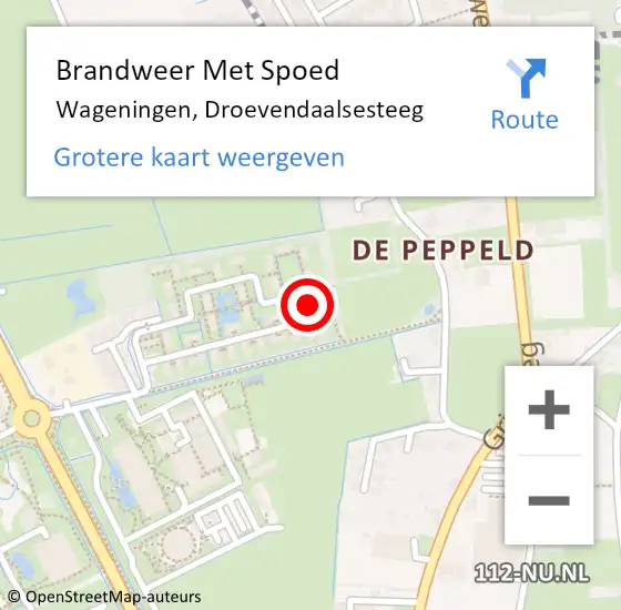 Locatie op kaart van de 112 melding: Brandweer Met Spoed Naar Wageningen, Droevendaalsesteeg op 9 februari 2023 16:16