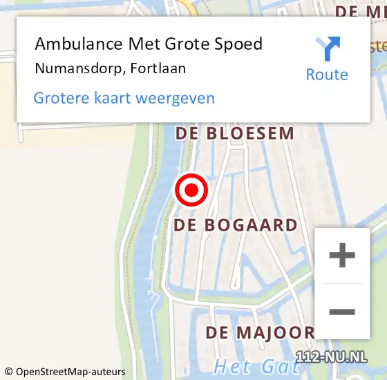 Locatie op kaart van de 112 melding: Ambulance Met Grote Spoed Naar Numansdorp, Fortlaan op 9 februari 2023 16:22