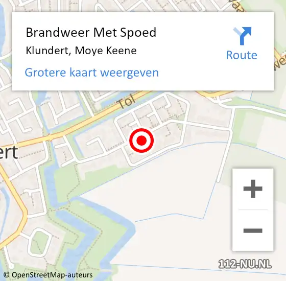 Locatie op kaart van de 112 melding: Brandweer Met Spoed Naar Klundert, Moye Keene op 9 februari 2023 16:37