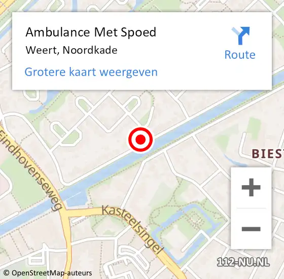 Locatie op kaart van de 112 melding: Ambulance Met Spoed Naar Weert, Noordkade op 9 februari 2023 16:47