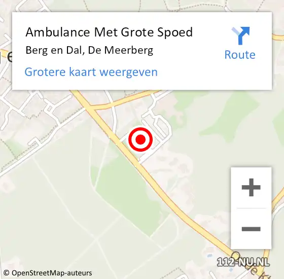 Locatie op kaart van de 112 melding: Ambulance Met Grote Spoed Naar Berg en Dal, De Meerberg op 9 februari 2023 16:52