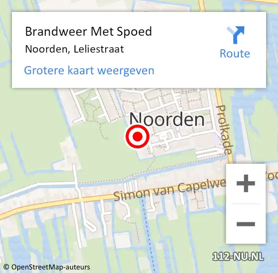 Locatie op kaart van de 112 melding: Brandweer Met Spoed Naar Noorden, Leliestraat op 9 februari 2023 16:55