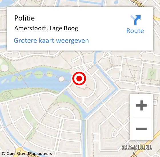 Locatie op kaart van de 112 melding: Politie Amersfoort, Lage Boog op 9 februari 2023 17:03