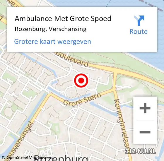 Locatie op kaart van de 112 melding: Ambulance Met Grote Spoed Naar Rozenburg, Verschansing op 9 februari 2023 17:06