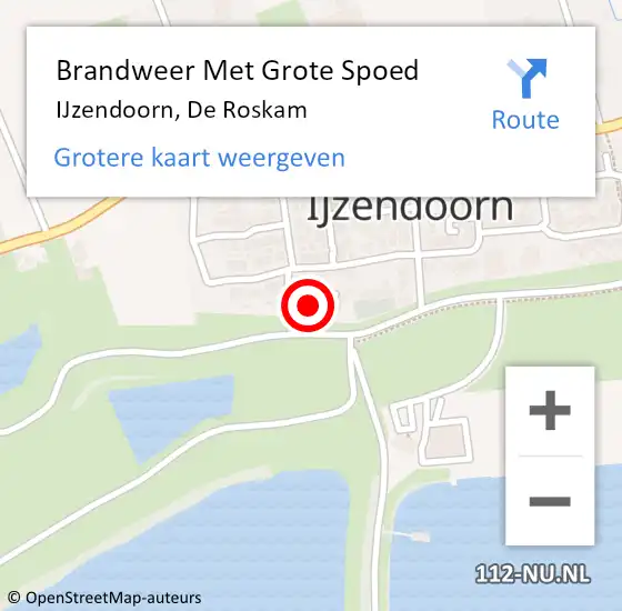 Locatie op kaart van de 112 melding: Brandweer Met Grote Spoed Naar IJzendoorn, De Roskam op 9 februari 2023 17:07