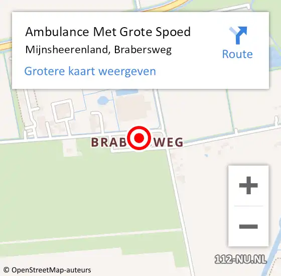 Locatie op kaart van de 112 melding: Ambulance Met Grote Spoed Naar Mijnsheerenland, Brabersweg op 9 februari 2023 17:09