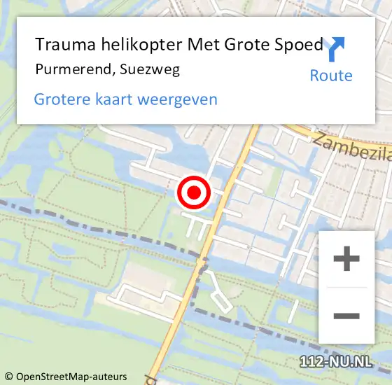 Locatie op kaart van de 112 melding: Trauma helikopter Met Grote Spoed Naar Purmerend, Suezweg op 9 februari 2023 17:10