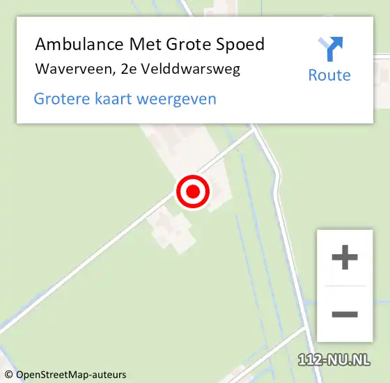 Locatie op kaart van de 112 melding: Ambulance Met Grote Spoed Naar Waverveen, 2e Velddwarsweg op 9 februari 2023 17:26