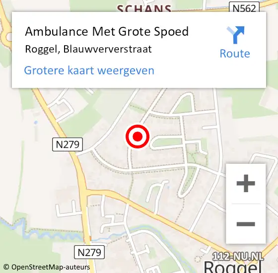 Locatie op kaart van de 112 melding: Ambulance Met Grote Spoed Naar Roggel, Blauwververstraat op 9 februari 2023 17:43