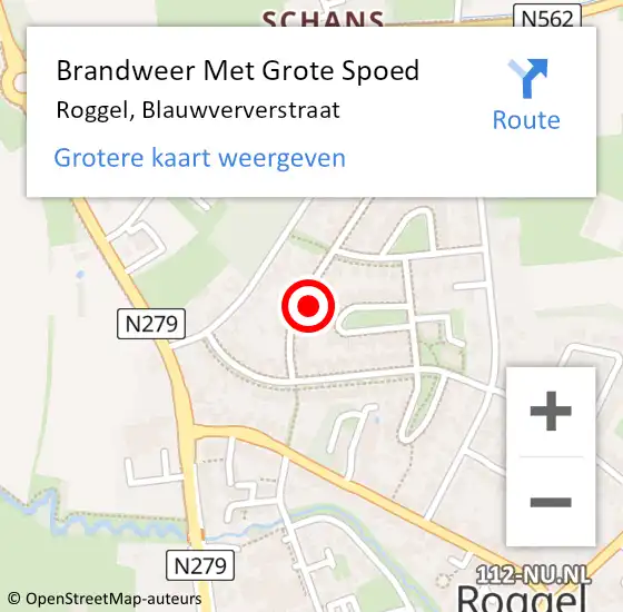 Locatie op kaart van de 112 melding: Brandweer Met Grote Spoed Naar Roggel, Blauwververstraat op 9 februari 2023 17:43