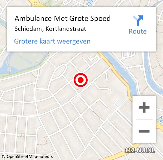 Locatie op kaart van de 112 melding: Ambulance Met Grote Spoed Naar Schiedam, Kortlandstraat op 9 februari 2023 17:44