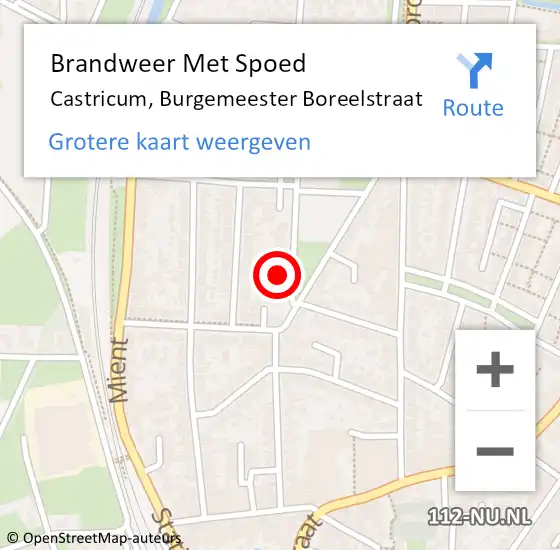 Locatie op kaart van de 112 melding: Brandweer Met Spoed Naar Castricum, Burgemeester Boreelstraat op 9 februari 2023 17:47
