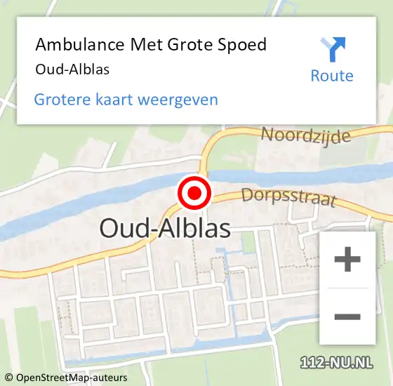 Locatie op kaart van de 112 melding: Ambulance Met Grote Spoed Naar Oud-Alblas op 9 februari 2023 18:05