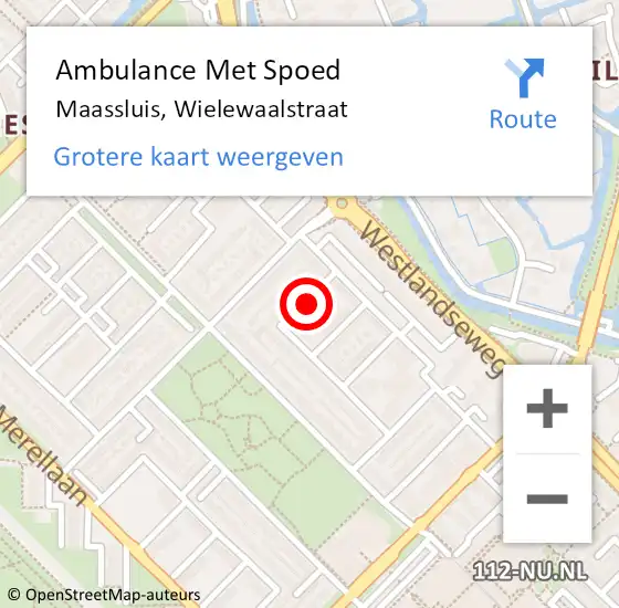 Locatie op kaart van de 112 melding: Ambulance Met Spoed Naar Maassluis, Wielewaalstraat op 9 februari 2023 18:09