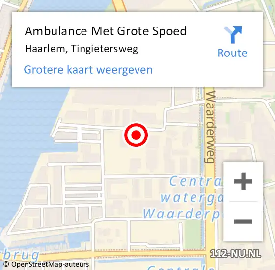 Locatie op kaart van de 112 melding: Ambulance Met Grote Spoed Naar Haarlem, Tingietersweg op 9 februari 2023 18:14