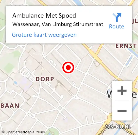 Locatie op kaart van de 112 melding: Ambulance Met Spoed Naar Wassenaar, Van Limburg Stirumstraat op 9 februari 2023 18:25