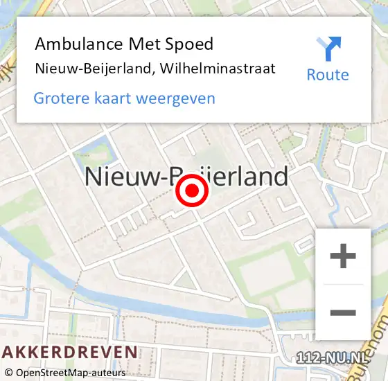 Locatie op kaart van de 112 melding: Ambulance Met Spoed Naar Nieuw-Beijerland, Wilhelminastraat op 9 februari 2023 18:44