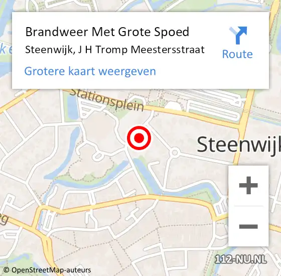 Locatie op kaart van de 112 melding: Brandweer Met Grote Spoed Naar Steenwijk, J H Tromp Meestersstraat op 9 februari 2023 19:13