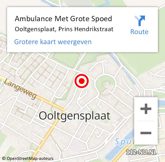 Locatie op kaart van de 112 melding: Ambulance Met Grote Spoed Naar Ooltgensplaat, Prins Hendrikstraat op 9 februari 2023 19:17