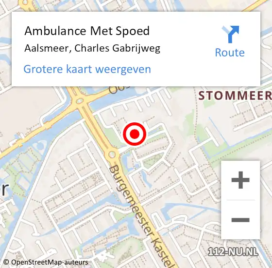 Locatie op kaart van de 112 melding: Ambulance Met Spoed Naar Aalsmeer, Charles Gabrijweg op 9 februari 2023 19:23