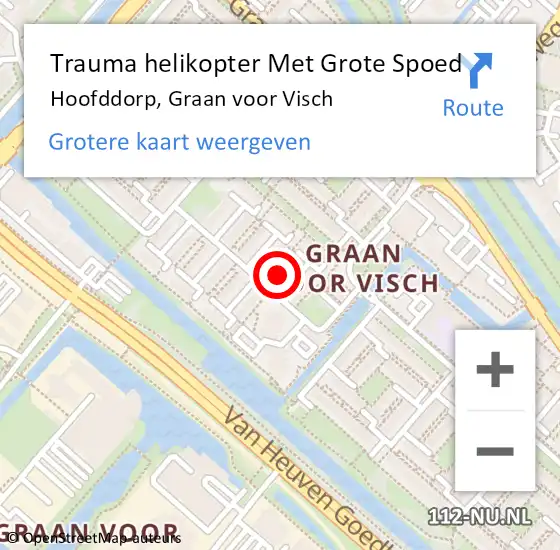 Locatie op kaart van de 112 melding: Trauma helikopter Met Grote Spoed Naar Hoofddorp, Graan voor Visch op 9 februari 2023 19:52