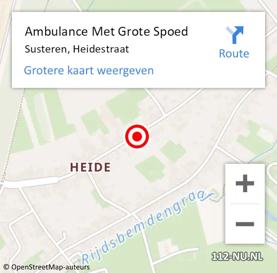 Locatie op kaart van de 112 melding: Ambulance Met Grote Spoed Naar Susteren, Heidestraat op 9 februari 2023 20:59