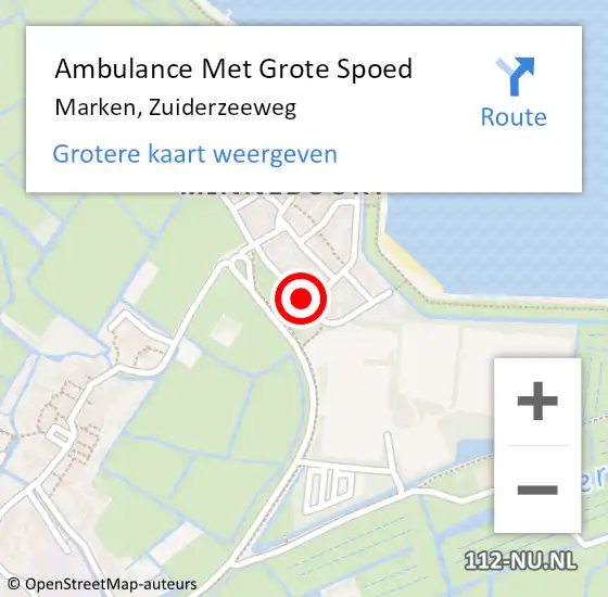 Locatie op kaart van de 112 melding: Ambulance Met Grote Spoed Naar Marken, Zuiderzeeweg op 9 februari 2023 21:23