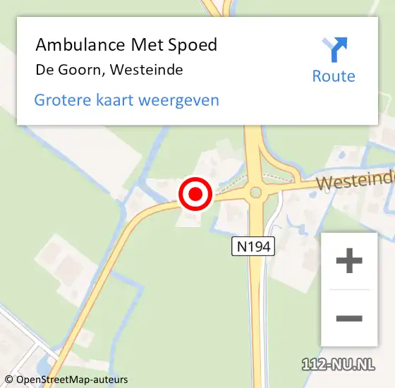 Locatie op kaart van de 112 melding: Ambulance Met Spoed Naar De Goorn, Westeinde op 9 februari 2023 21:39