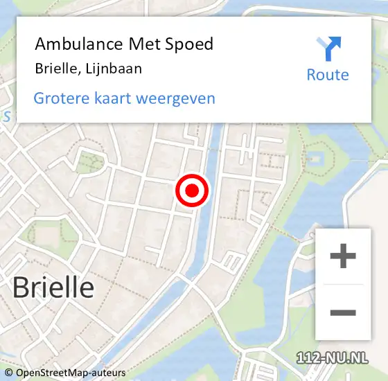 Locatie op kaart van de 112 melding: Ambulance Met Spoed Naar Brielle, Lijnbaan op 9 februari 2023 21:54