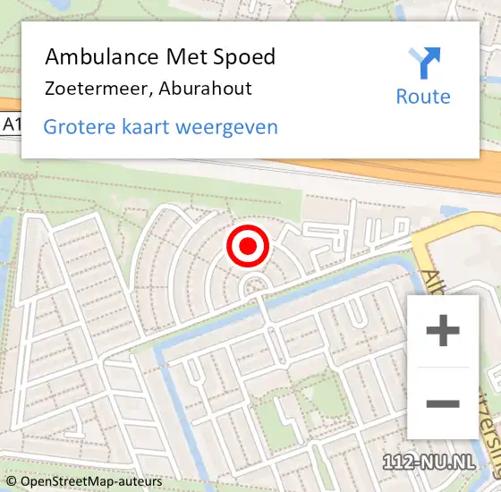 Locatie op kaart van de 112 melding: Ambulance Met Spoed Naar Zoetermeer, Aburahout op 9 februari 2023 23:26