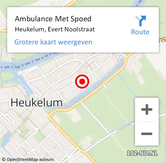 Locatie op kaart van de 112 melding: Ambulance Met Spoed Naar Heukelum, Evert Noolstraat op 9 februari 2023 23:40