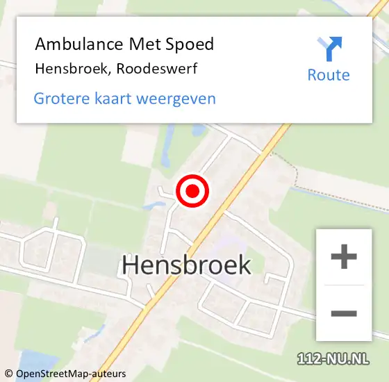 Locatie op kaart van de 112 melding: Ambulance Met Spoed Naar Hensbroek, Roodeswerf op 9 februari 2023 23:46